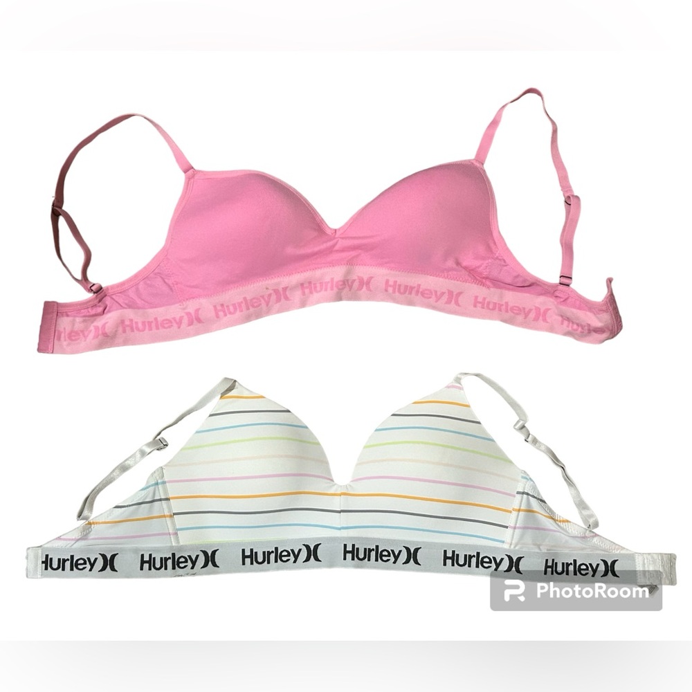 Two Hurley Bra’s Pink&White Size Medium